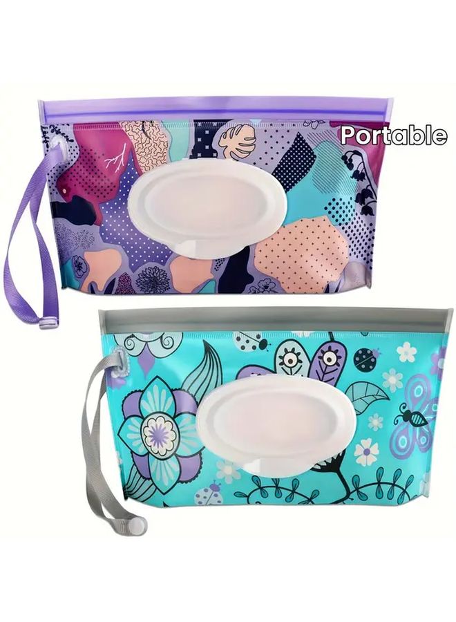 حاويات مناديل مبللة قابلة لإعادة الاستخدام محمولة باللون الوردي 2 حزمة مقاومة للتسرب لحالة السفر قابلة لإعادة التعبئة قابلة للغسل - Image 2